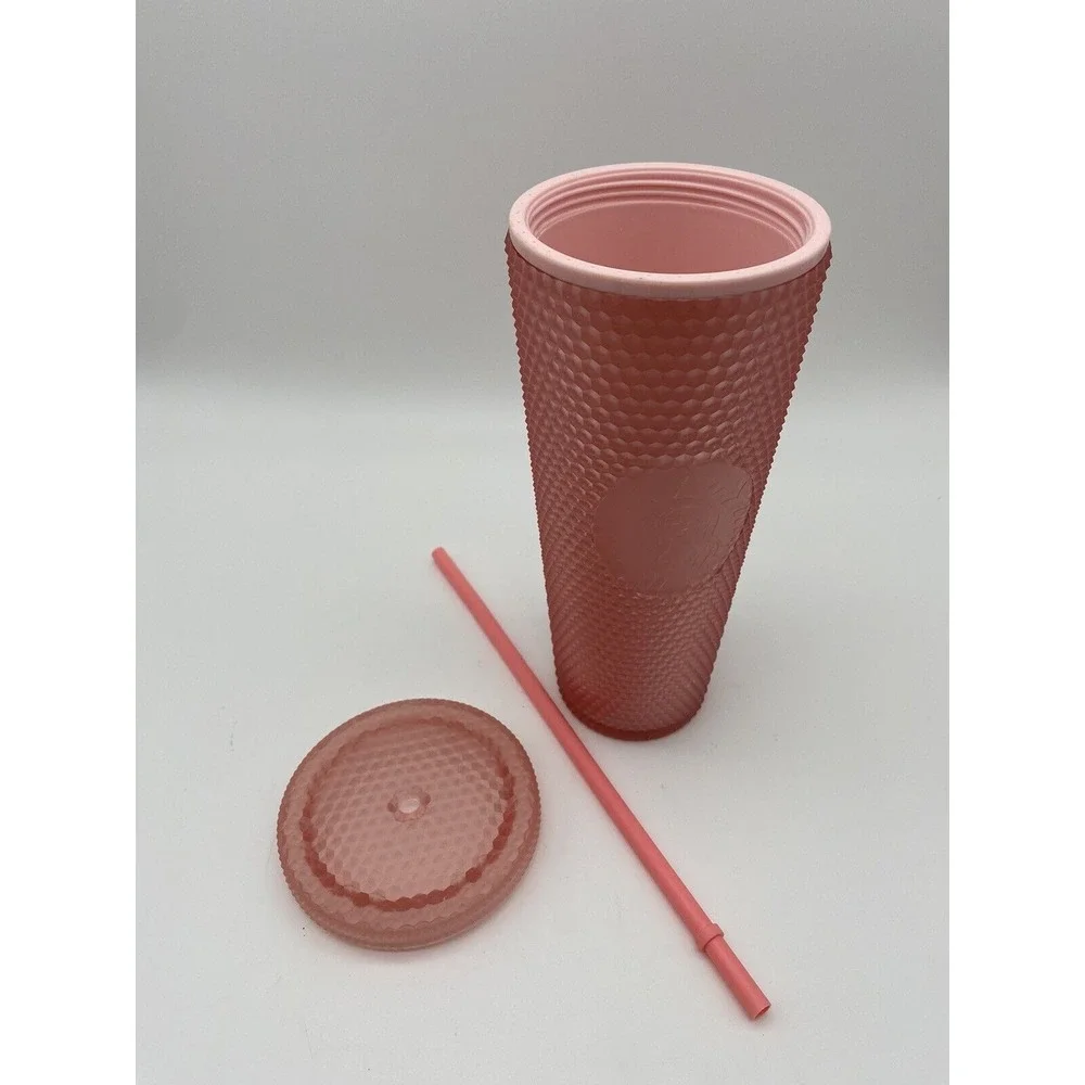 Starbucks 2022 Valentines Soft Touch Pink Lemonade Studded 24oz Cold Cup Tumbler